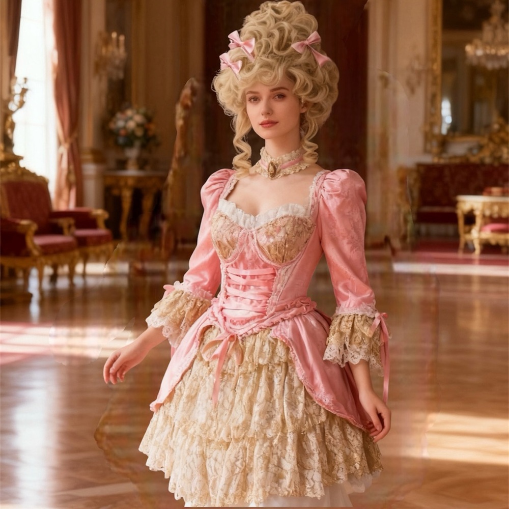 Adult 4 piece Queen Maria Antoinette Halloween Costume Set size XL